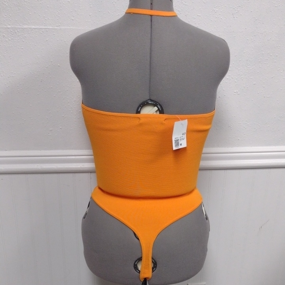 Forever 21 Vibrant Orange Cross-Neck Bodysuit - Picture 4 of 9